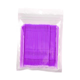 Maxbell 100 Pieces Micro Applicator Brushes for Eyelashes Mascara Makeup Application Purple Small