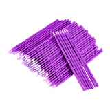 Maxbell 100 Pieces Micro Applicator Brushes for Eyelashes Mascara Makeup Application Purple Small