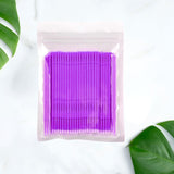 Maxbell 100 Pieces Micro Applicator Brushes for Eyelashes Mascara Makeup Application Purple Small