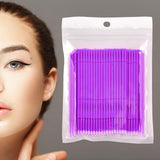 Maxbell 100 Pieces Micro Applicator Brushes for Eyelashes Mascara Makeup Application Purple Small