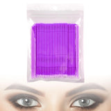 Maxbell 100 Pieces Micro Applicator Brushes for Eyelashes Mascara Makeup Application Purple Small