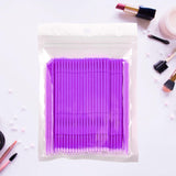 Maxbell 100 Pieces Micro Applicator Brushes for Eyelashes Mascara Makeup Application Purple Small