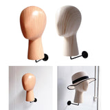 Maxbell Hat Wig Display Stand Mannequin Head Model for Beginner Hairdresser Training Dark Wood Grain