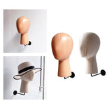 Maxbell Hat Wig Display Stand Mannequin Head Model for Beginner Hairdresser Training Dark Wood Grain