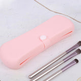 Maxbell Travel Makeup Brush Holder Container Portable Silicon Makeup Bag Lightweight Pink