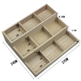 Maxbell Wooden Makeup Organizer Drawer Bathroom Organizer Case Jewelry 9 Grid 3 Tier