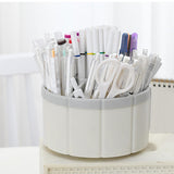 Maxbell Rotating Pen Holder Makeup Brush Storage Organizer Large Capacity for School White