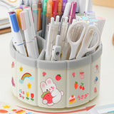 Maxbell Rotating Pen Holder Makeup Brush Storage Organizer Large Capacity for School White