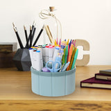 Maxbell Rotating Pen Holder Makeup Brush Storage Organizer Large Capacity for School Blue