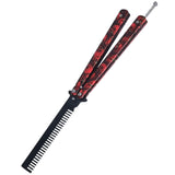 Maxbell Practice Butterfly Comb Trainer Foldable Stainless Steel Metal Practice Comb Red