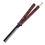 Maxbell Practice Butterfly Comb Trainer Foldable Stainless Steel Metal Practice Comb Red