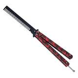 Maxbell Practice Butterfly Comb Trainer Foldable Stainless Steel Metal Practice Comb Red