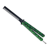 Maxbell Practice Butterfly Comb Trainer Foldable Stainless Steel Metal Practice Comb Green