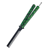 Maxbell Practice Butterfly Comb Trainer Foldable Stainless Steel Metal Practice Comb Green
