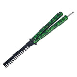 Maxbell Practice Butterfly Comb Trainer Foldable Stainless Steel Metal Practice Comb Green
