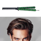Maxbell Practice Butterfly Comb Trainer Foldable Stainless Steel Metal Practice Comb Green