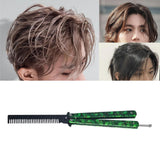 Maxbell Practice Butterfly Comb Trainer Foldable Stainless Steel Metal Practice Comb Green