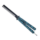 Maxbell Practice Butterfly Comb Trainer Foldable Stainless Steel Metal Practice Comb Blue