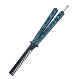 Maxbell Practice Butterfly Comb Trainer Foldable Stainless Steel Metal Practice Comb Blue