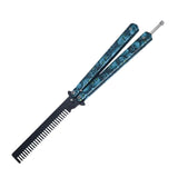 Maxbell Practice Butterfly Comb Trainer Foldable Stainless Steel Metal Practice Comb Blue