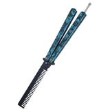 Maxbell Practice Butterfly Comb Trainer Foldable Stainless Steel Metal Practice Comb Blue