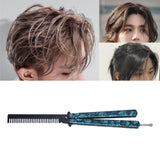 Maxbell Practice Butterfly Comb Trainer Foldable Stainless Steel Metal Practice Comb Blue