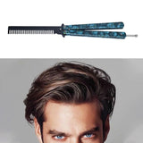Maxbell Practice Butterfly Comb Trainer Foldable Stainless Steel Metal Practice Comb Blue