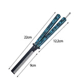 Maxbell Practice Butterfly Comb Trainer Foldable Stainless Steel Metal Practice Comb Blue
