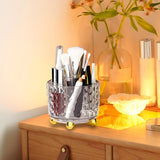 Maxbell 360 Degree Rotating Makeup Brush Holder Rack for Countertop Bathroom Dresser Clear without cover