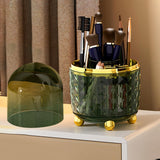 Maxbell 360 Degree Rotating Makeup Brush Holder Rack for Countertop Bathroom Dresser Green with cover