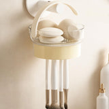 Maxbell Makeup Brush Cleaning Bowl Holder Washing Tool Travel with Dust Cover 3 in 1 Cream Color