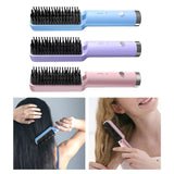 Maxbell Hair Straightener Brush Travel Size Birthday Presents Hair Straightener Comb Pink