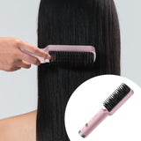 Maxbell Hair Straightener Brush Travel Size Birthday Presents Hair Straightener Comb Pink