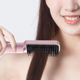 Maxbell Hair Straightener Brush Travel Size Birthday Presents Hair Straightener Comb Pink