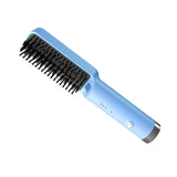 Maxbell Hair Straightener Brush Travel Size Birthday Presents Hair Straightener Comb Blue