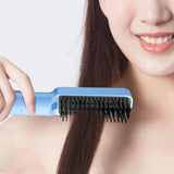 Maxbell Hair Straightener Brush Travel Size Birthday Presents Hair Straightener Comb Blue