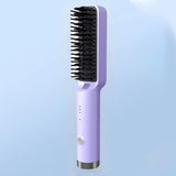 Maxbell Hair Straightener Brush Travel Size Birthday Presents Hair Straightener Comb Purple