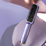 Maxbell Hair Straightener Brush Travel Size Birthday Presents Hair Straightener Comb Purple