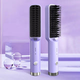 Maxbell Hair Straightener Brush Travel Size Birthday Presents Hair Straightener Comb Purple