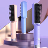 Maxbell Hair Straightener Brush Travel Size Birthday Presents Hair Straightener Comb Purple