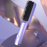 Maxbell Hair Straightener Brush Travel Size Birthday Presents Hair Straightener Comb Purple