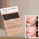 Maxbell 12Pcs Eyeliner Pencil Blemishes for Face Shaping Lips Dark Circles Treatment Brown Beiige