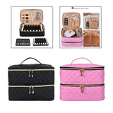 Maxbell Nail Polish Storage Bag Double Layer Nail Polish Holder Box for Travel Makup Black