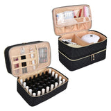 Maxbell Nail Polish Storage Bag Double Layer Nail Polish Holder Box for Travel Makup Black