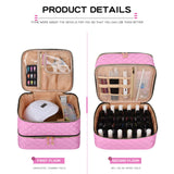 Maxbell Nail Polish Storage Bag Double Layer Nail Polish Holder Box for Travel Makup Pink