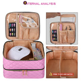 Maxbell Nail Polish Storage Bag Double Layer Nail Polish Holder Box for Travel Makup Pink