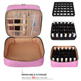 Maxbell Nail Polish Storage Bag Double Layer Nail Polish Holder Box for Travel Makup Pink