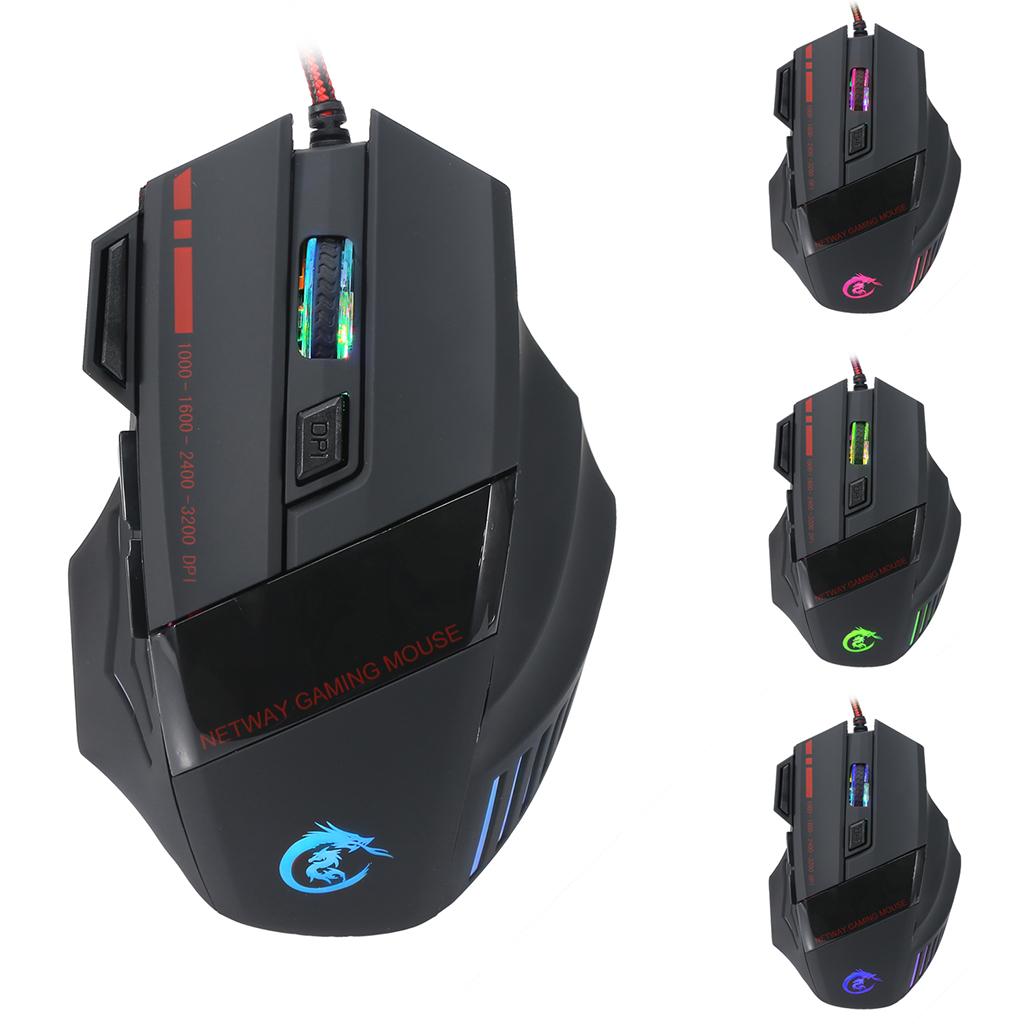 Maxbell 5500DPI 7 Buttons LED USB Optical Wired Gaming Mouse for Pro Gamer Computer