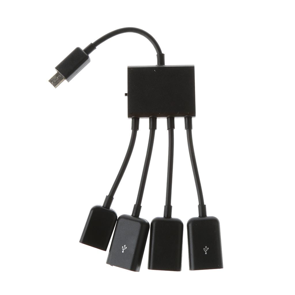 Maxbell 4 in 1 Micro USB Hub Male to Female Three USB 2.0 Host OTG Adapter Cable