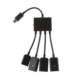 Maxbell 4 in 1 Micro USB Hub Male to Female Three USB 2.0 Host OTG Adapter Cable